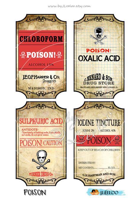 Printable Poison Bottle Labels